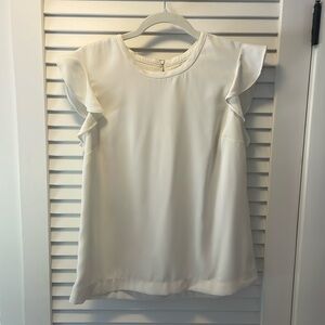 JCrew white flutter sleeve top